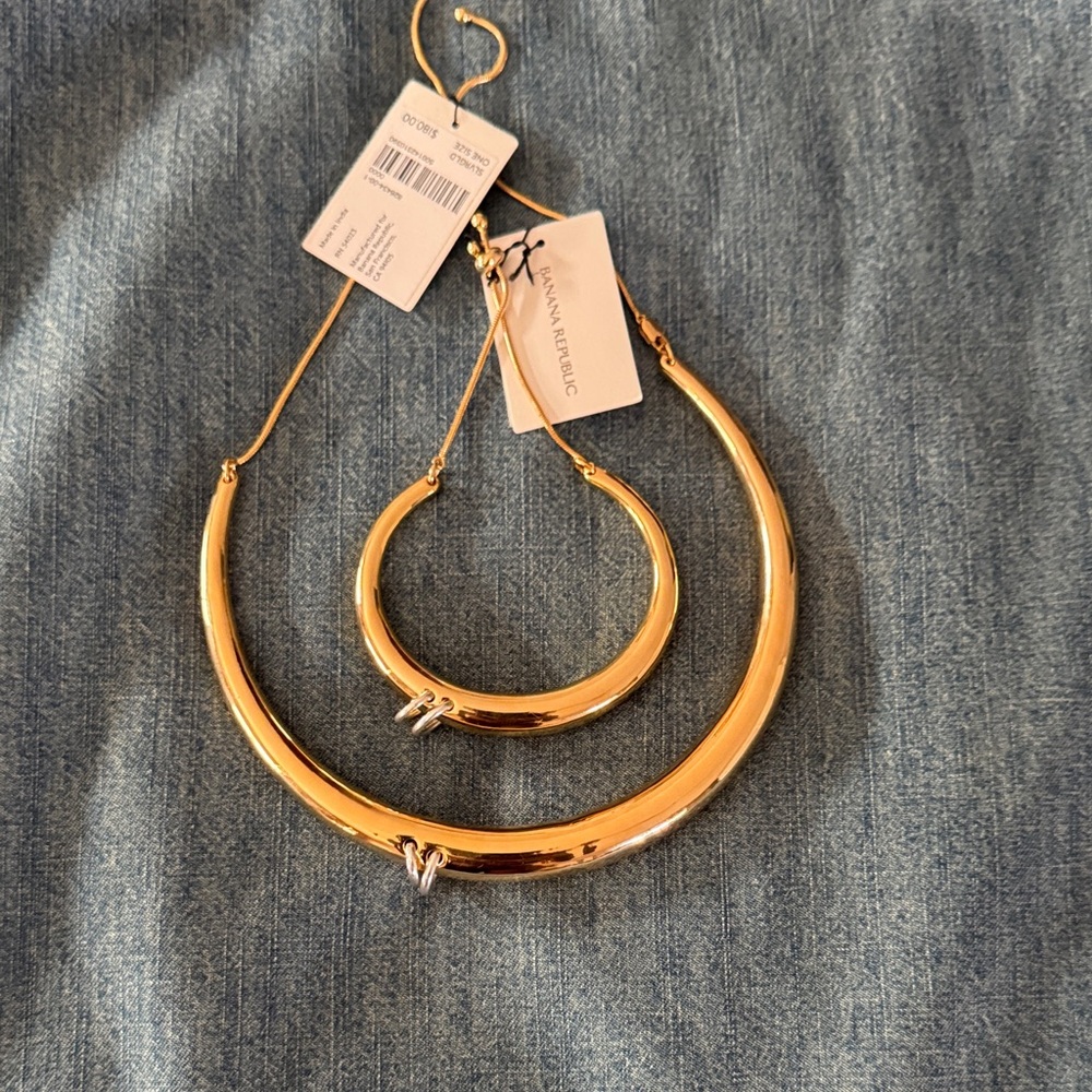 Banana Republic Shiny Gold Necklace Duo